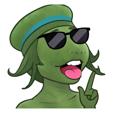 A girl with her tounge out wiggling it side to side sticker