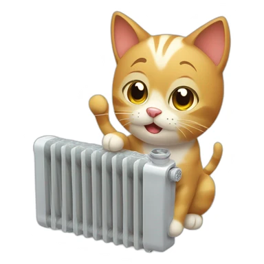A cat fixing radiator sticker