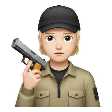 Emoji de iPhone Fantasma con glock 19 en la mano izquierda y con gorra sticker