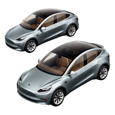 A Tesla Model Y parallel parking in front of a store, from above sticker