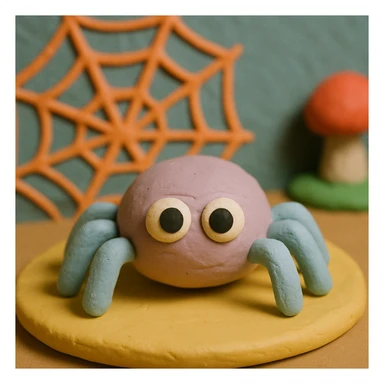 cute spider, claymation style, matte plasticine with visible fingerprints sticker