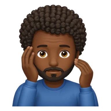 face palm man, dark skin , short hair curly , facial  small beard sticker