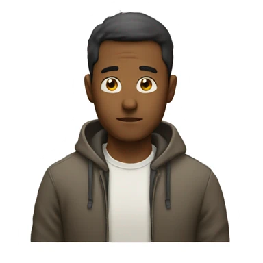 man contemplating sticker