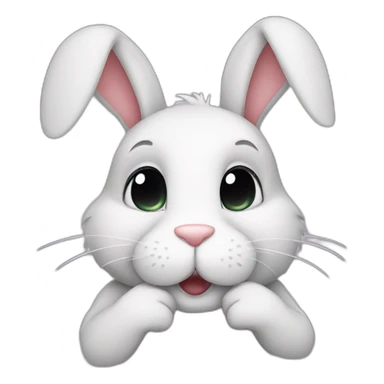 Bunny hand on mouth sticker