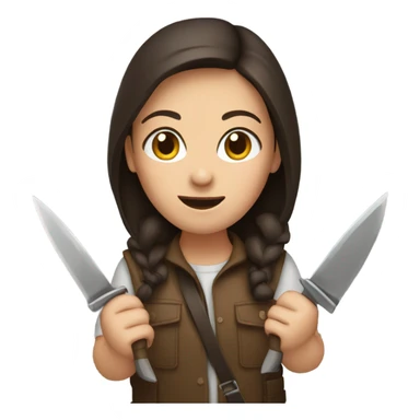 Brunette girl with knives sticker