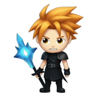 Ginger cloud strife with evil eye. Black clothes sticker