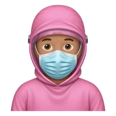 man in pink protection clothes with full-faced pink mask covered whole face sticker