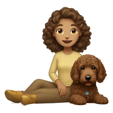 Brown hair girl with brown goldendoodle sticker