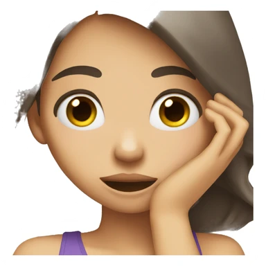 brunette girl blushing covering face sticker