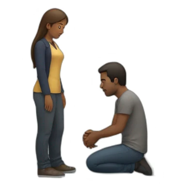 Woman on knees facing man sticker