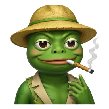 лягушка пепе курит бамбук во вьетнаме sticker