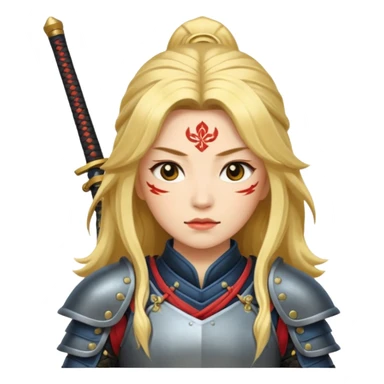 Lady samurai with long golden hair and white skin sticker