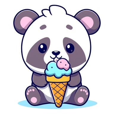 Panda eating ice cream sticker