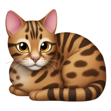 stripy bengal cat curled up sticker