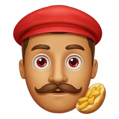 fried potato red pack with eyes and mustache sticker