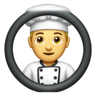 Chef with a steering wheel in front sticker