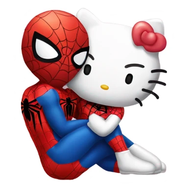 Hello kitty kissing spider man  sticker