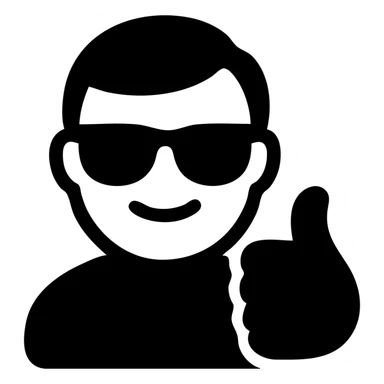 smug guy in sunglasses giving a thumbs up, solid filled icon sticker