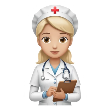 Nurse making hospital rounds, checking patients with clipboard sticker
