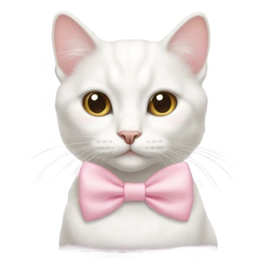 Pretty white cat with baby pink bow sticker