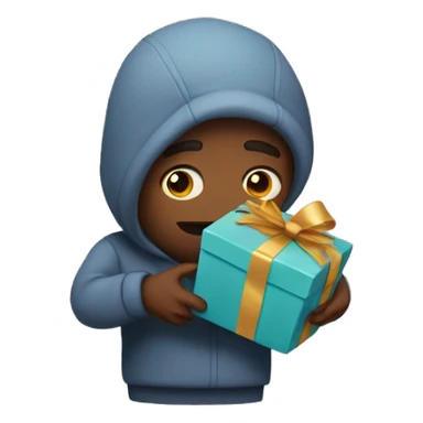 Sad guy holding a present  sticker