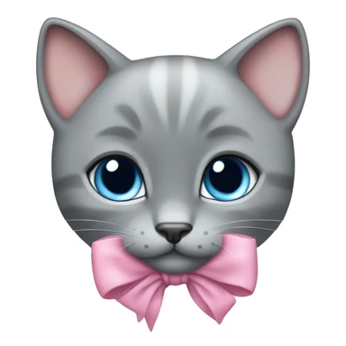 blue eyes grey kitten pink bow sticker