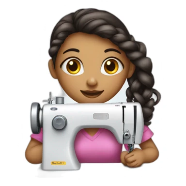 girl work in sewing machine sticker