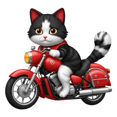 Black and white Cat on red and black motorcycle sticker