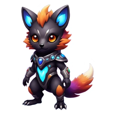 Epic Edgy Cute Colorful Vibrant Dark Nebula Modern Vernid-Protogen-creature-animal, full body sticker