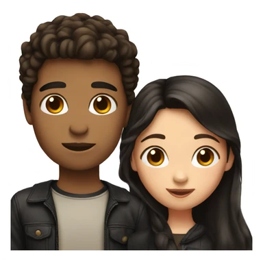 girl with brown hair and boy with black hair kissing  sticker
