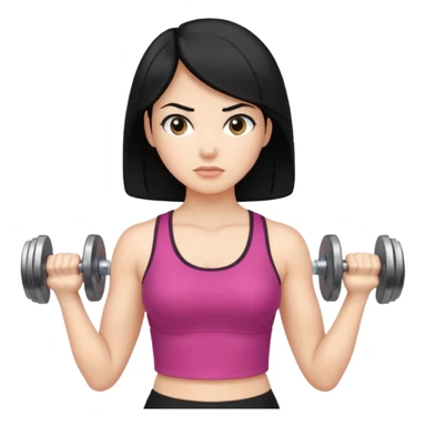 mujer de pelo negro con mancuernas sticker