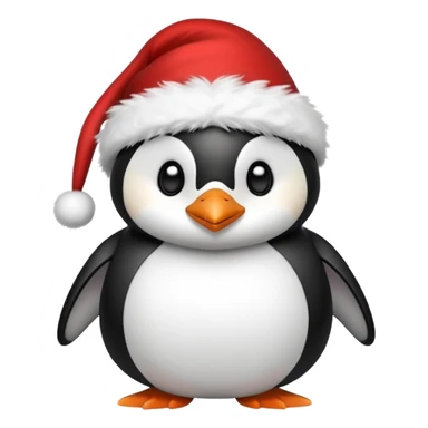 penguin wearing red hat of santa claus sticker