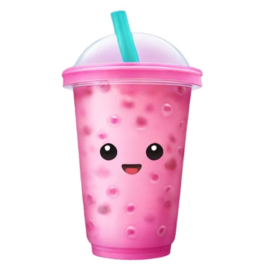 Bubble tea with pink lid sticker