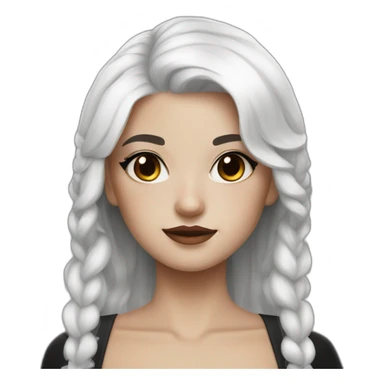 white hair girl with black gothic dress brown eyes with freckles sticker