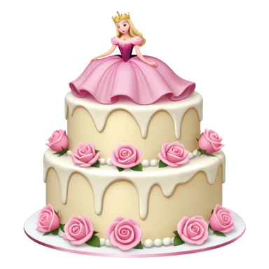 Sleeping beauty tiered vanilla cake falling down sticker
