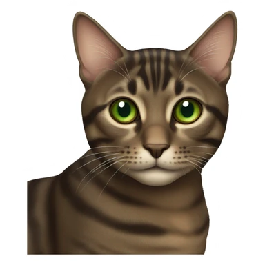 Dark brown tabby cat with brown-green eyes  sticker