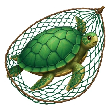 turtle stuck with fishing net sticker