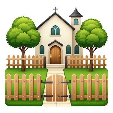 closed courtyard icon, safe private yard surrounded by buildings, minimal flat vector style sticker
