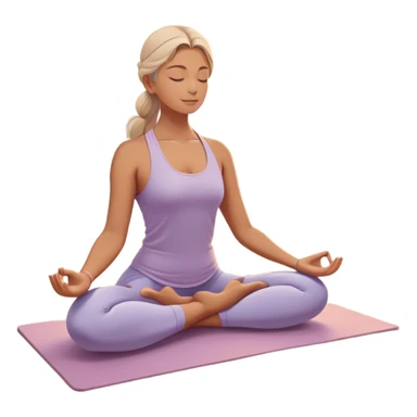 A peaceful person practicing yoga on a calm sea beach at sunrise, in a serene meditative pose. Soft pastel colors surround the scene, with gentle waves in the background and smooth, flowing lines representing balance and tranquility. The atmosphere feels centered and mindful. sticker