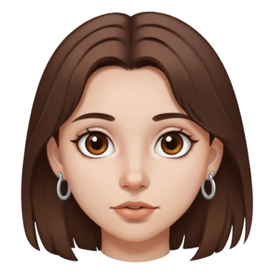 Girl with medium length brown hair, brown eyes, and silver septum piercing sticker