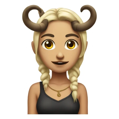 gilr with tail and horns on head with evil eyes sticker