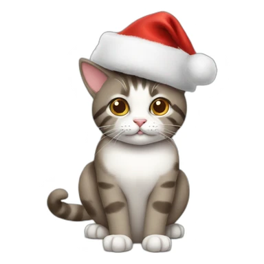 cat with a christmas hat sticker
