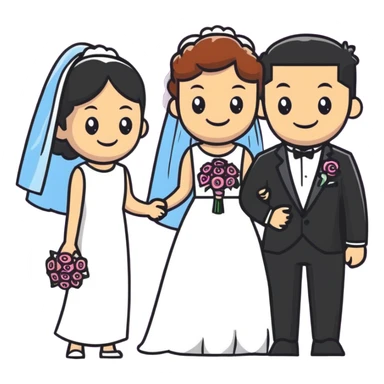 Person in fancy clothes sneaking into a wedding ceremony with a mischievous grin, uninvited guest sticker