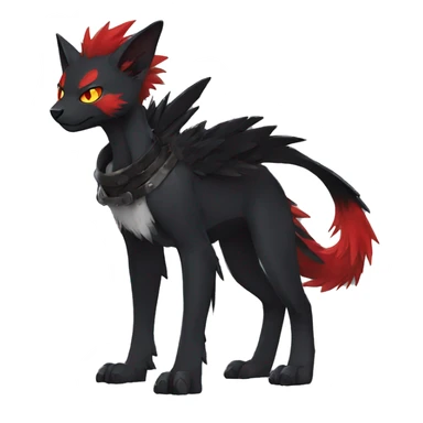 cool edgy black punk red animal hybrid Fakemon full body sticker