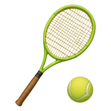 Tennis racket with a green tennis ball sticker