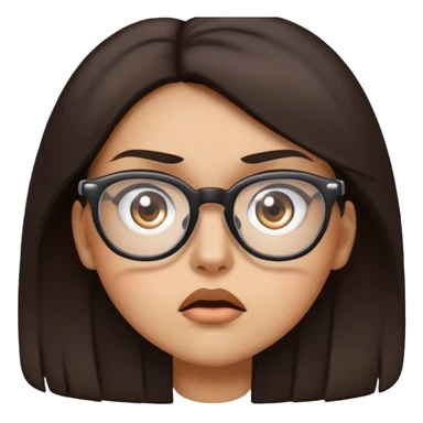 Girl with dark brown hair glasses and light tan skin, she is mad sticker