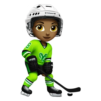 Girl Hockey player neon green gremlin on jersey sticker
