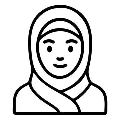 outlined icon of a young woman in a hijab, neutral expression sticker