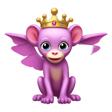 Pink Flying monkey with princess crown sticker
