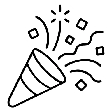 Confetti popping and exploding in celebration, festive paper bits flying outward in an explosion pattern sticker